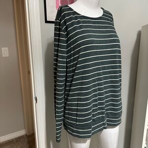 Staccato Dark Green Striped Long Sleeve Top